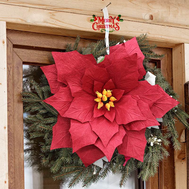 Red artificial paper flower Christmas poinsettia