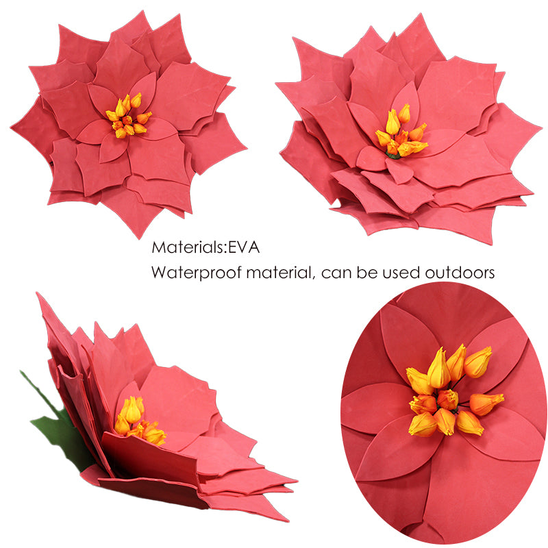 Red artificial paper flower Christmas poinsettia