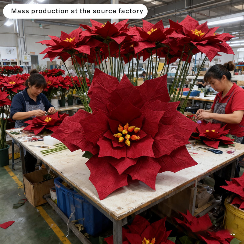 Red artificial paper flower Christmas poinsettia