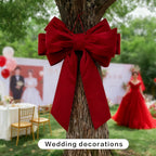 Giant red velvet bow