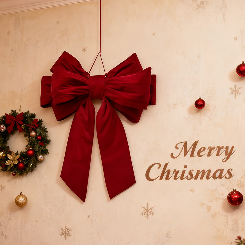 Giant red velvet bow