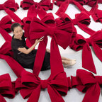 Giant red velvet bow